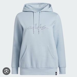 Adidas Light Blue Script Logo Pullover Hoodie Women’s Size Small